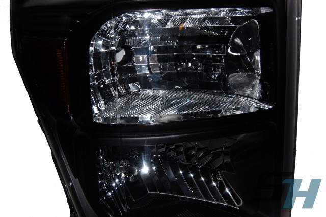 2013 Ford Superduty Black & Chrome Headlights Smoked
