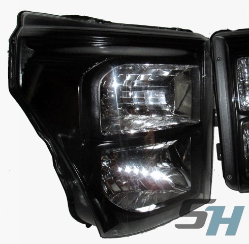 2015 Ford Superduty Black & Chrome HID Headlights Custom Painted