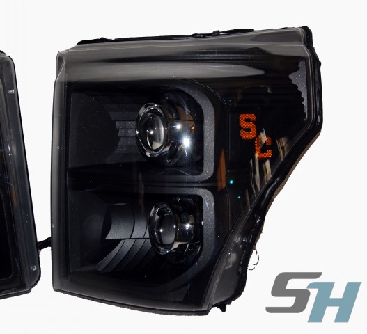 2014 Superduty Quad HID Projector Headlamp - Black Chrome