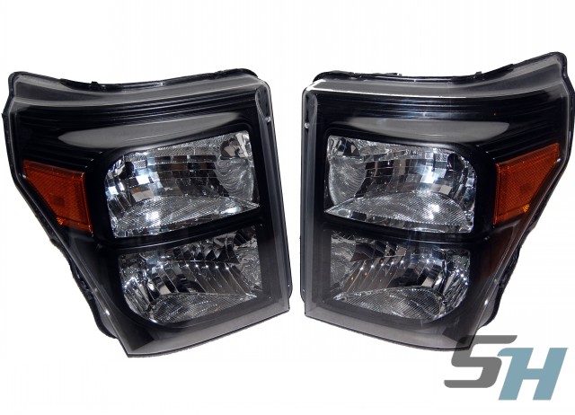 2015 Ford Superduty Black Chrome Amber Painted Headlamps Package
