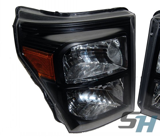 2015 Ford Superduty Black Chrome Amber Painted Headlamps Package