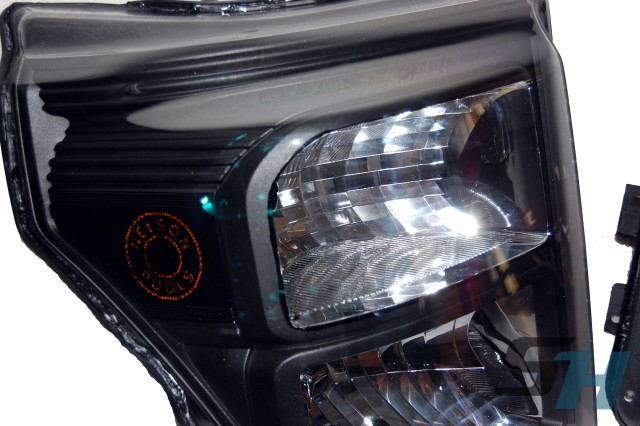 2016 Ford F250 Superduty Black & Chrome Logo Painted Headlights